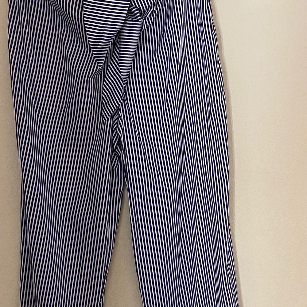 Zara Blue White Striped Dress Pants Wide Leg